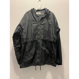 Pacific Trail London‎ Fog Black Nylon Hooded Rain Jacket Lightweight LT